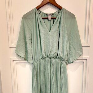H&M Pleated Dress in Dusty Tourquoise (SMALL)